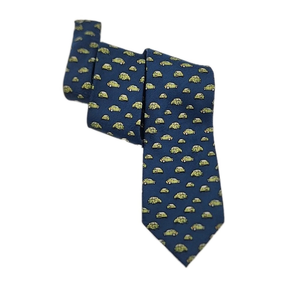 Cravatteville Volkswagen Beetle Blue W/Lime Green Slug Bugs Novelty Tie